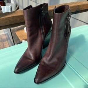 Naturalizer Rooney Block Heel Chocolate Zip Ankle Boots 8